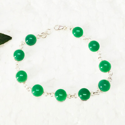 #ad 925 Sterling Silver Green Onyx Bracelet Handmade Jewelry Gemstone Bracelet $53.16