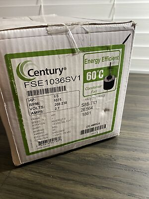 #ad Century Motors FSE1036SV1 Condenser Fan Motor New in Original Box $75.00