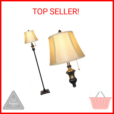 #ad TOBUSA Traditional Floor Lamp Classic Standing Lamp with Bronze Fabric Shade V $65.87