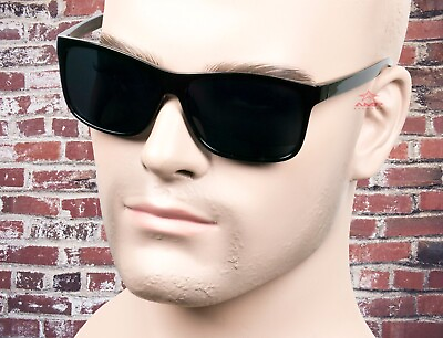 #ad Category 4 Horn Rim Street OG LOC Style Sunglasses Super Dark Black Glossy 5SD $7.99