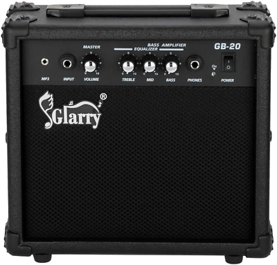 #ad GLARRY Electric Bass Combo Amp Portable Amp with Headphone MP3 Input 20W Pract $64.99