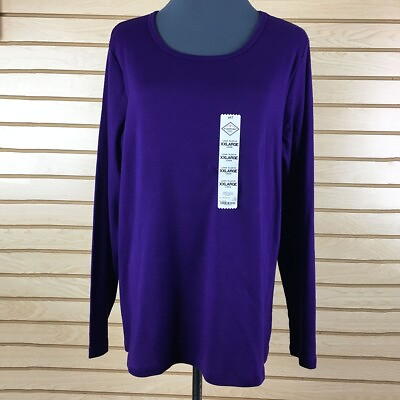 #ad NWT St Johns Bay T Shirt Women XXL 2XL Purple Cotton Pullover $12.25