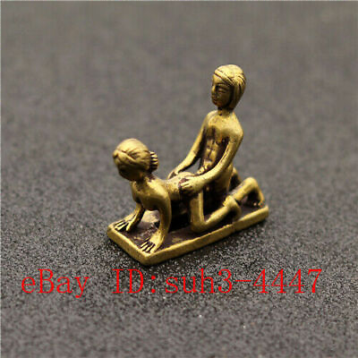 #ad Chinese Hand Engraving Copper Brass Sexual Posture Small Statue Ornament A01 $8.19