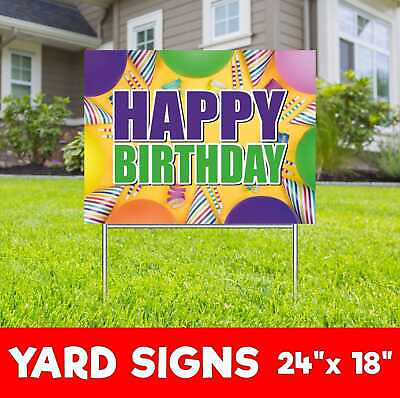 #ad HAPPY BIRTHDAY Yard Sign Corrugate Plastic with H Stakes Party Supplies Decor $399.45