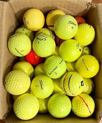 #ad 60 5 Dozen Yellow Multi Color Golf Balls 2A AA 3A AAA Golf Ball Lot $30.79