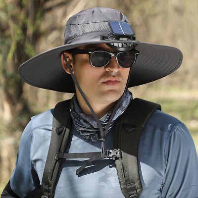 #ad Wide Brim Solar Fan Outdoor Fishing Hat Sunscreen Sun Hat with Fan $24.86