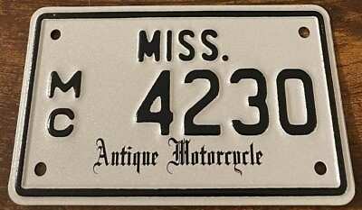 #ad Mississippi Antique Motorcycle License Plate MC 4230 MISS $24.99