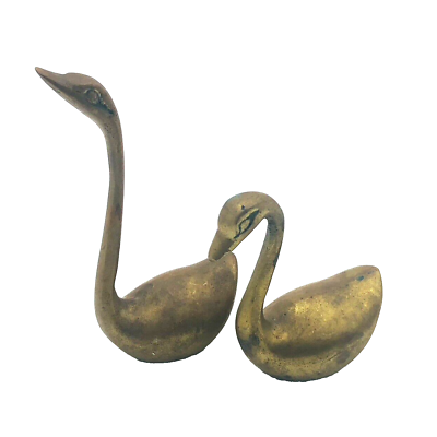 #ad Vintage Brass Swan Hollywood Regency MCM Lot of 2 Decor Brass Animals Korea $26.75