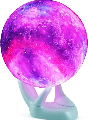 #ad BRIGHTWORLD Moon Lamp 4.7inch 16 Colors LED 3D Moon Light With Pink Hand $14.98