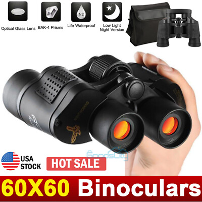 #ad 60x60 HD Powerful Binoculars Day Night Large Clear View Auto Focus Adjust Case $36.69