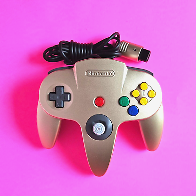 #ad Official Nintendo 64 GOLD Controller AUTHENTIC 👾 OEM N64 Remote NUS 005 USED $69.99
