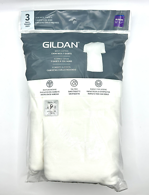 #ad New Gildan Men’s 3 Pack Crew Neck White T Shirts Sizes SMLXL2XL $16.99
