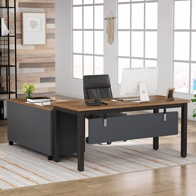 #ad Office Working Desk Gaming Desk Business Furniture with Drawersamp; Storage Shelves $279.67