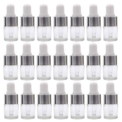 #ad 50pcs Clear Glass Dropper Bottles Mini Essential Oil Vials with Glass Eye Dro... $22.58