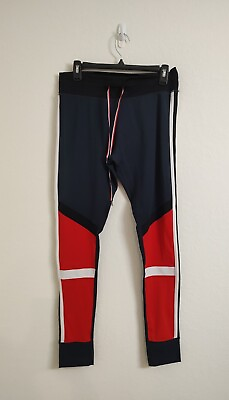 #ad The Upside Leggings Women#x27;s l Navy Red Colorblock Drawstring Midi Pant SZ 12 b8 $29.99