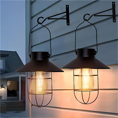 #ad Solar Lanterns Outdoor Metal Solar Powered Hanging Lights Waterproof for Wall Ba $70.65