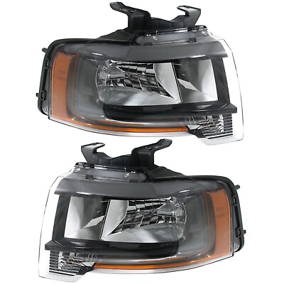 #ad Headlight Set For 2015 2017 Ford Expedition With Complex Reflect Blacked Out 2Pc $573.78