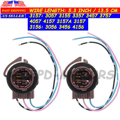 #ad 2 Bulb Socket Turn Signal Light Harness Wire Plug Connectors 3157 4157 4157NA $7.88