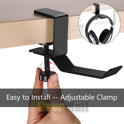 #ad Adjustable Headset Headphone Desk Table Holder Hanger Clamp Clip Screws Black $10.99