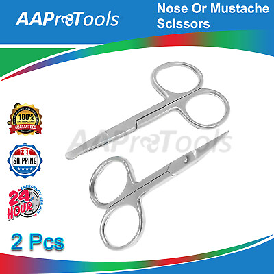 #ad Facial Hair Grooming New Scissors Curved and Rounded Mustache Nose Hair Scissors $7.20