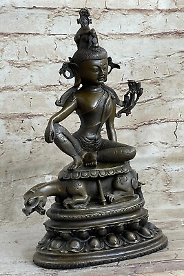 #ad Hand Made Vintage Ornate Bronze GUANYIN KWAN YIN BUDDHA Hot Cast Figurine $299.00