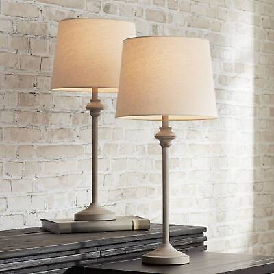 #ad Lynn Country Cottage Buffet Table Lamps 26.75quot; Tall Set of 2 Beige Oatmeal Shade $49.95