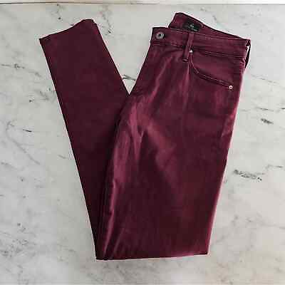 #ad Ag Adriano Goldschmied The Farrah Skinny Ankle High Rise Burgundy Jeans 28 NWT $75.00