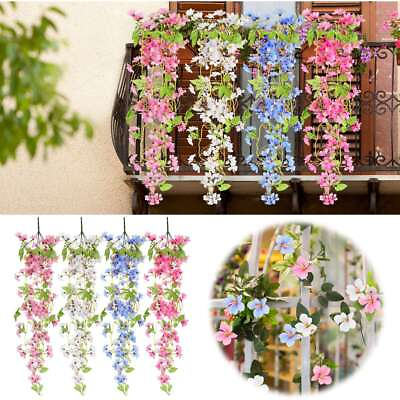 #ad 1 2x Artificial Fake Vine Garland Hanging Flowers Plants Home Wedding Wall Decor $7.19