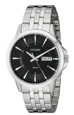 #ad Citizen Men#x27;s Day Date Quartz Stainless Steel Watch BF2011 51E NEW $69.99