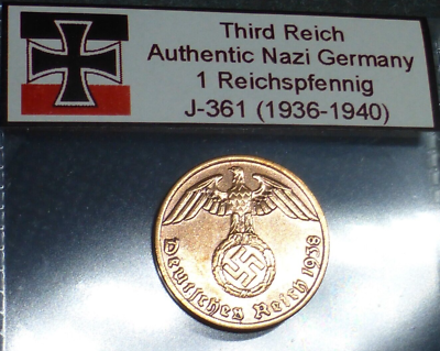 #ad #ad Beautiful Bronze Nazi Coin: Genuine 1 Reichspfennig Third Reich Germany WW2 era $6.44