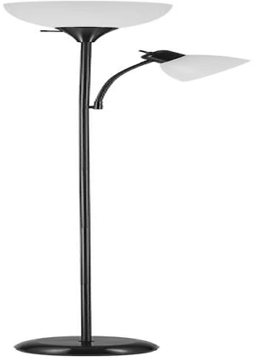 #ad 67135 72quot; Torchiere Floor Lamp Adjustable Reading Light Matte Black Frosted $36.88