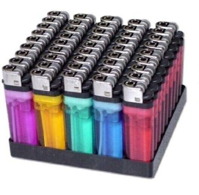 #ad 50 Pcs Full Size Disposable Butane Lighter Assorted Colors Wholesale Price $17.99