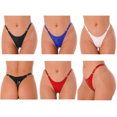 #ad US Womens Sexy PVC Leather Briefs Bikini G string Thongs Mirror Emulsion Panties $10.44