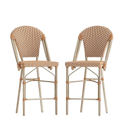 #ad Flash Furniture Lourdes Stackable Indoor Outdoor French Bistro Counter Stools $499.85