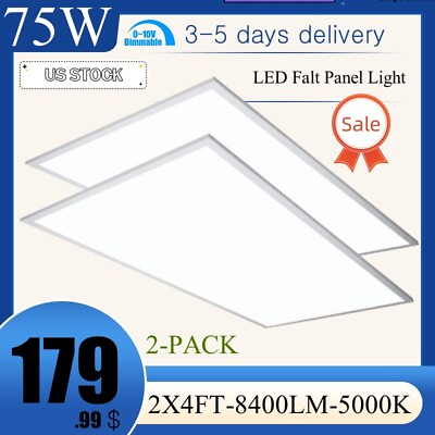 #ad 2x4FT LED Flat Panel Troffer Light75W 5000K Recessed Back Lit Drop Ceiling Lamp $127.00