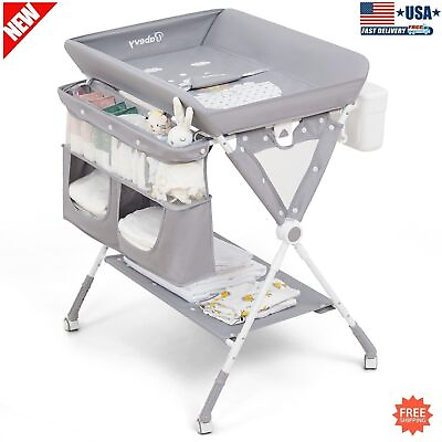 #ad Baby Folding Diaper Changing Station Changing Table Nursery Organizers w Wheels $99.99