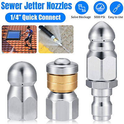 #ad 3Pcs Sewer Jetter Nozzle Drain Jet Pressure Washer 1 4#x27;#x27; Quick Connect 5000 PSI $12.98