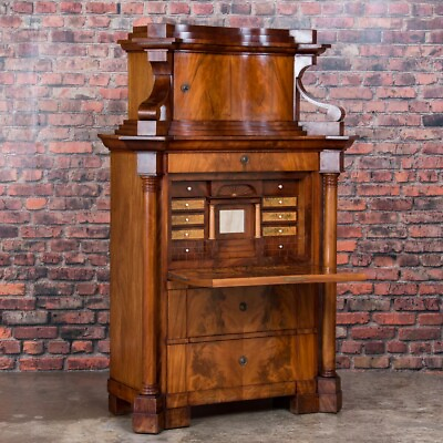 #ad Antique German Mahogany Biedermeier Secretary Desk $9800.00