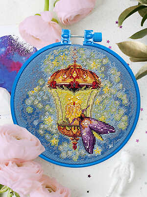 #ad DIY Cross stitch Embroidery Kit Night Beauty Moth stitching needlepoint $24.02