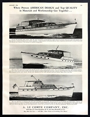 #ad 1956 Le Comte Flush Deck Cruiser 46ft 54ft 65ft Yacht photo vintage print ad $10.39