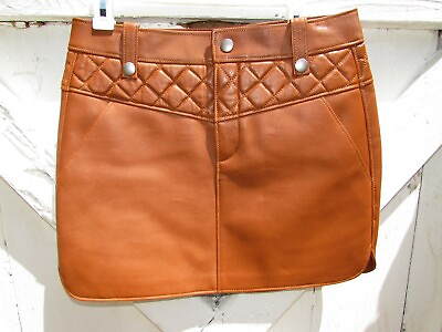 #ad COACH leather skirt size 5 6 xs small brown silver black Fall School offer NEW $686.00