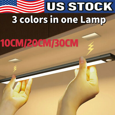 #ad LED Motion Sensor Under Cabinet Closet Light USB Rechargeable Kitchen Lamp Strip $7.98
