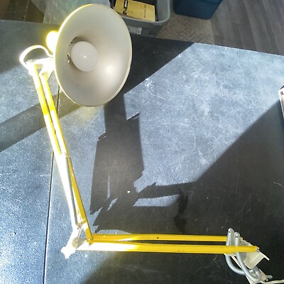 #ad Vintage DVE HCF Denmark Black Anglepoise Type Desk Lamp Yellow MCM $249.99