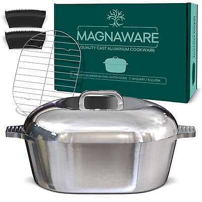 #ad MAGNAWARE Quality Cast Aluminum Oval Dutch Oven 10 QT 15quot; *Like MAGNALITE* $181.97