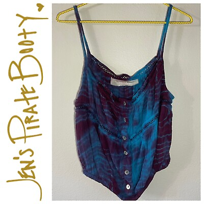 #ad Jen’s Pirate Booty Tie Dye Crop Cami Top Size Medium Purple Blue $33.00