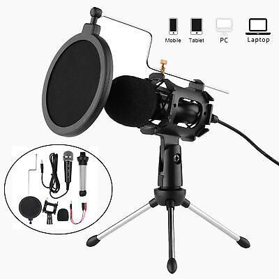 #ad Condenser Microphone Tripod Stand Mic Kit for Recording Studio PC Game Chat S9B4 $12.96