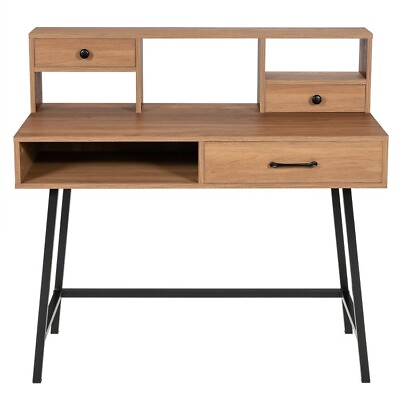 #ad 42quot; Storage Makeup Vanity Table Computer Writing Desk Industrial w Drawers Shelf $138.96