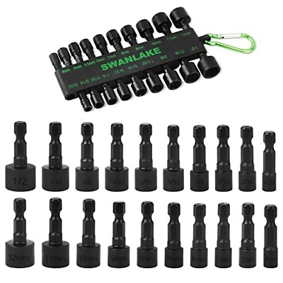 #ad SWANLAKE 20PCS Power Nut Driver Set for Impact Drill 1 4 € Hex Head Drill Bit $14.86