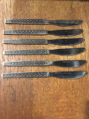 #ad Vintage Stainless Taiwan Flatware Floral Pattern 6 Piece Knife Set $14.99