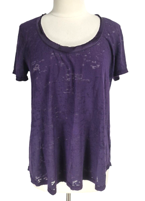 #ad I By bordeaux Womens Tunic Top Size L Purple Shirt Short Sleeve Crew Neck $11.19